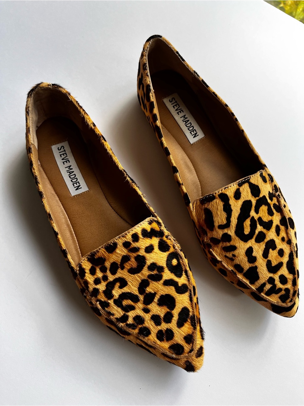 Steve Madden Leopard-Print Pointed Toe Flats in Yellow and Black